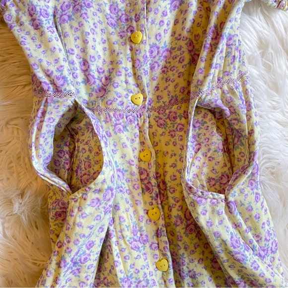 LoveShackFancy Dress Regina Floral Button Up MIDI Dress Size 8 Yellow Purple - Picture 12 of 16